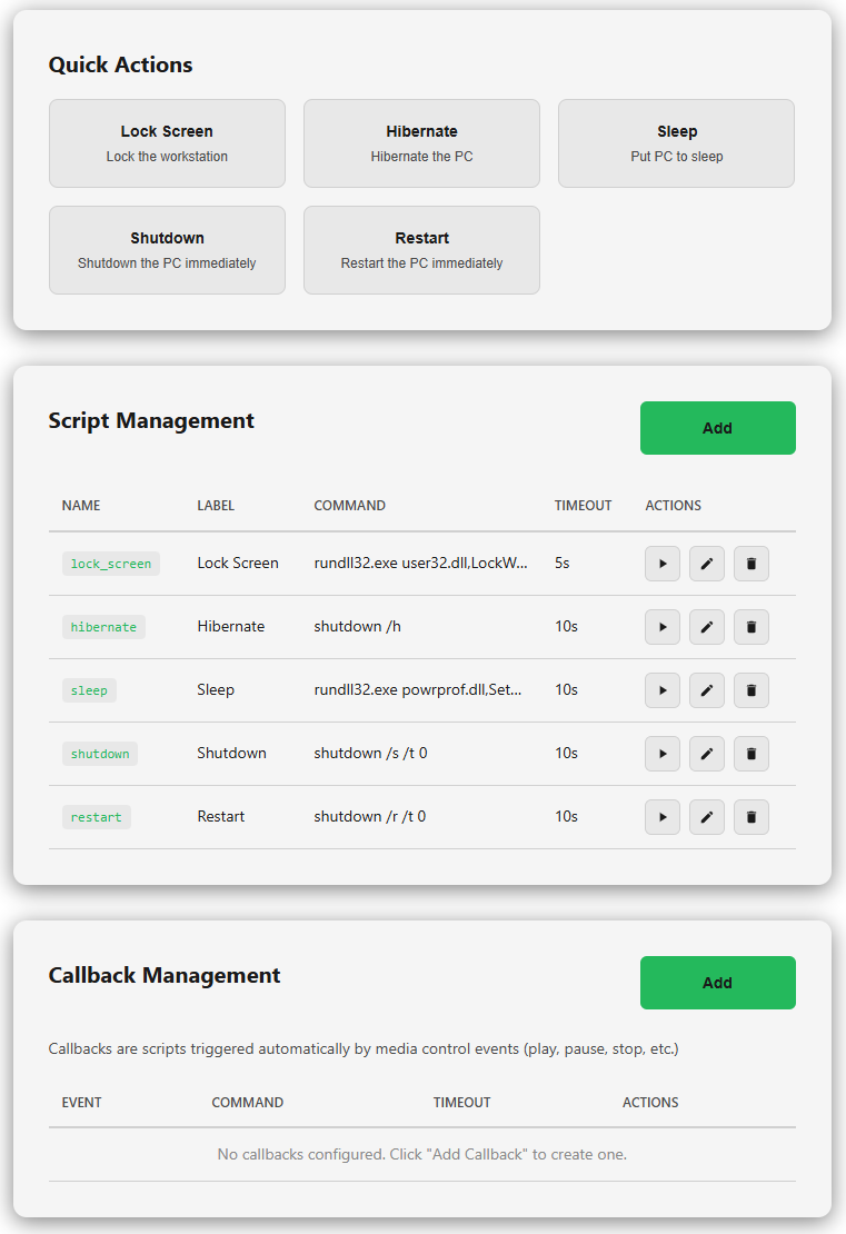 Script and Callback Management